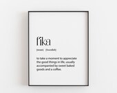 Coffee Gift ,Scandinavian Style, Fika Definition, Minimal Wall Art, Home Wall Art, Kitchen Printable, Amazing Words from Sweden, Unique Gift