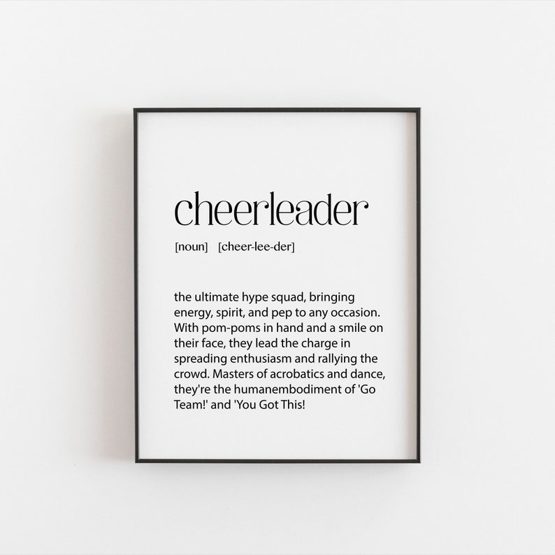 Cheerleader Print, Definition Print, Cheerleading Wall Art, Great Gift ...