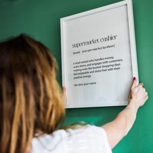 Supermarket Cashier Definition Print Humorous Wall Art for Cashiers, Unique Gift for Grocery Workers, Fun Office Decor, Retail Appreciation