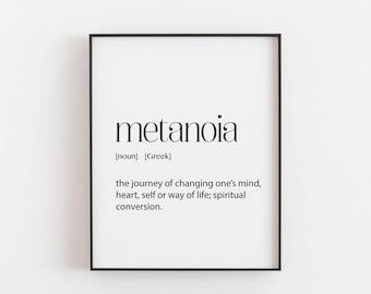 Greek Art, Metanoia Definition, Greek Poster, Greek Wall Art, Greek Themed Home, Greek Decor, Greece Home Decor, Greek Print, Greek Words