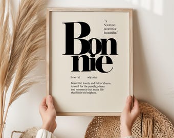 Estampado escocés de Bonnie, regalo escocés divertido, arte mural con palabras de Escocia, lámina de belleza escocesa, regalo de Edimburgo