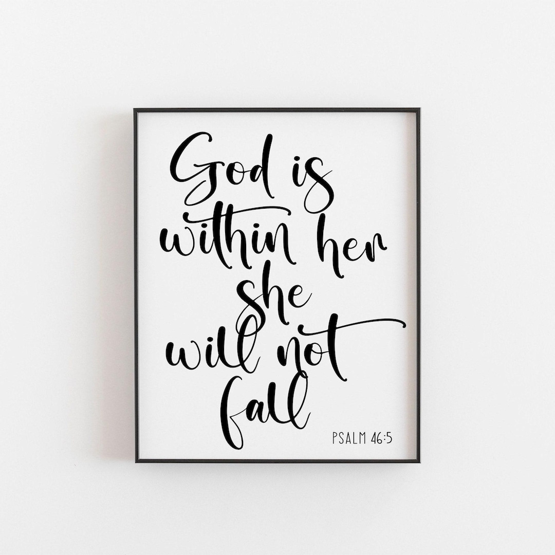 God is Within Her She Will Not Fall , Psalm 46 5, Bible Verse Wall Art ...