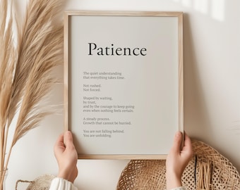 Patience Quote Print, Encouragement Gift for Her, Mental Wellness Wall Art, Gift for Anxiety, Mindfulness Print, Birthday Gift for Her