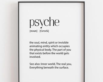 Psyche Greek Word Print, Soul Mind Spirit Gift, Meaningful Greek Gift, Spiritual Wall Art, Psychology Gift