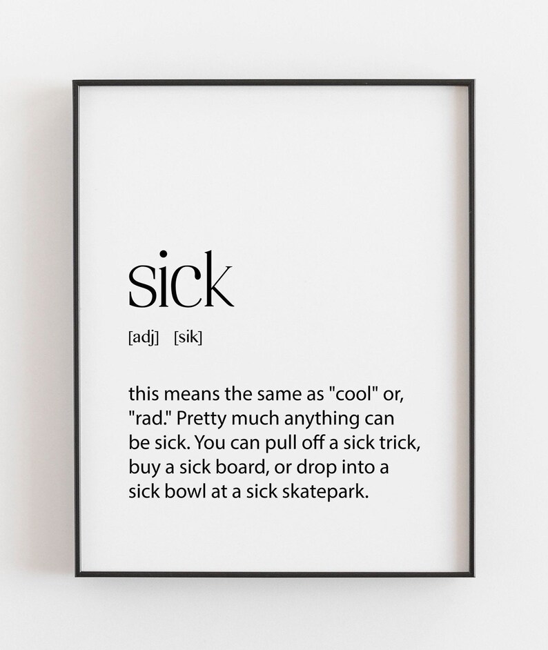 Skateboarder Gift Sick Definition Slang Skateboarder Gifts Etsy UK