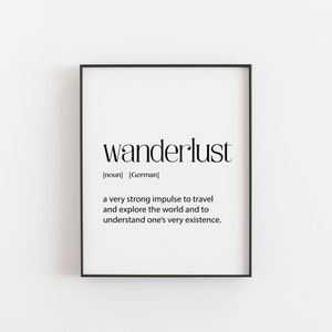 German Wanderlust Definition Wall Print | Inspiring Typography Art for Travel Lovers | Wanderlust Gift Idea | Travel Themed Wall Prints