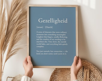Gezelligheid Dutch Word Print, Hygge Home Decor Gift, Cosy Living Room Wall Art, Housewarming Gift, Christmas Gift for Her