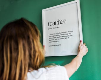 Personalised Teacher Definition Print - Unique Teacher Gift, Custom Name Print for Christmas or End of School Year, Appreciation Gift