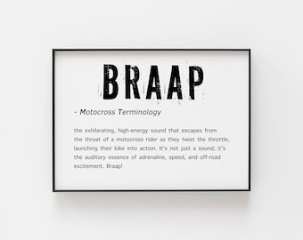 Braap Motocross Wall Art, Ideal Gift for a Motocross Fan, Lovers of Dirt Bike and Motocross Life, Motocross Rider Christmas Gift, MotoX Art