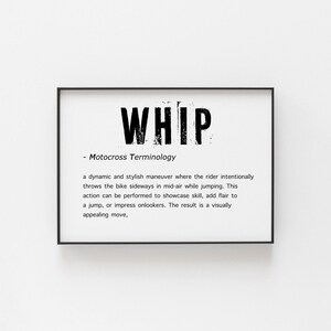Whip Motocross Wall Art, Ideal Gift for a Motocross Fan, Lovers of Dirt Bike and Motocross Life, Motocross Rider Christmas Gift, MotoX Art