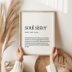 Soul Sister Definition Print, Best Friend Gifts for Birthdays or Just Because. Thank You Presents for your Female Buddy, Poster Wall Art
