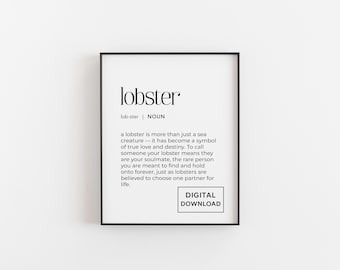 Lobster Definition Print Digital Download – Soulmate Wall Art, Romantic Christmas Gift, Funny Love Poster, Last Minute Anniversary Decor