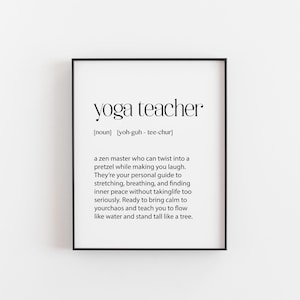 Yoga Lehrer Definition Poster - Zen Meister Wandkunst, Namaste Humor Druck, achtsames Geschenk für Lehrer & Studio Besitzer, Yoga Wertschätzung