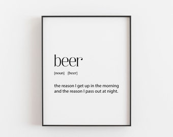 Beer Poster, Beer Gifts, Beer Wall Art, Beer Decor, Beer Printable, Beer Digital Download, Beer Definition, Beer Birthday Gift, Beer Drinker