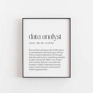 Data Analyst Definition Print – Gift for Data Lovers – Funny Wall Art – Office Decor – Geeky Gift Idea Birthday Present – Data Science Lover
