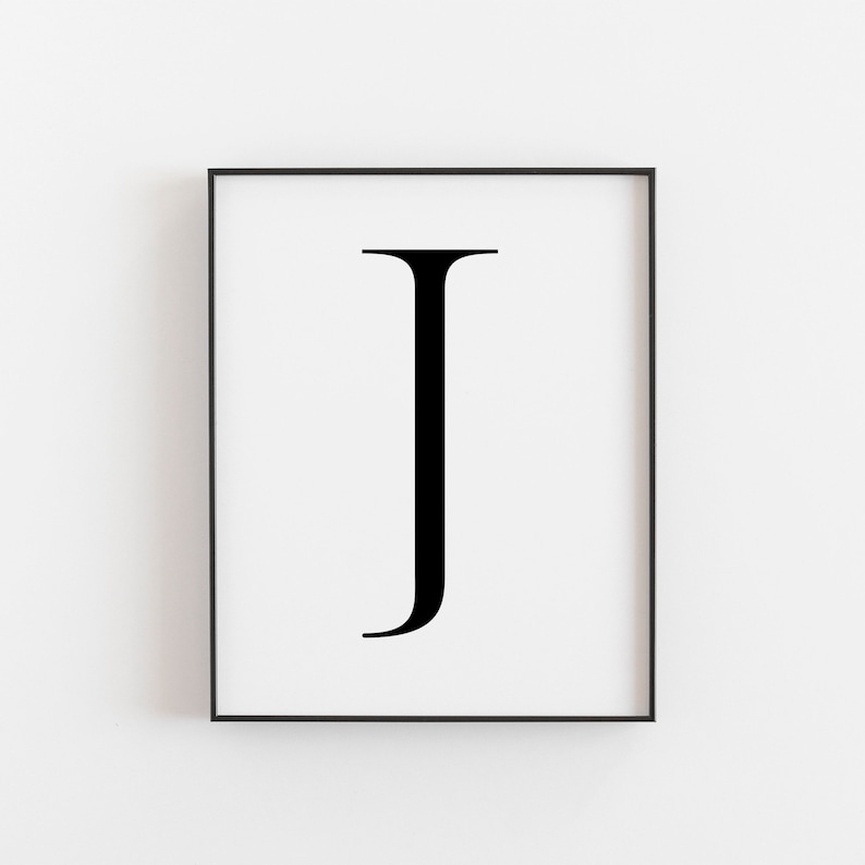 Letter J Print, Weddings, Nursery, Educational Art for Classrooms, J Poster can be Printed to A2, Modern and Minimalist, Typography Artwork image 1