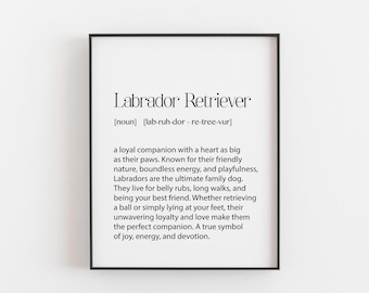 Labrador Retriever Definition Print – Dog Lover Gift, Labrador Art, Pet Lover Wall Decor, Dog Breed Wall Art, Labrador Poster, Themed Art