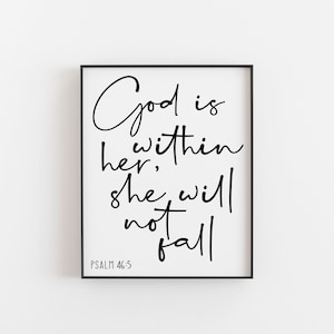 Psalm 46:5 God is within her she will not fall, Psalm Print, Bible Verse Prints, Christian Wall Art, Religious Prints, Scripture Prints