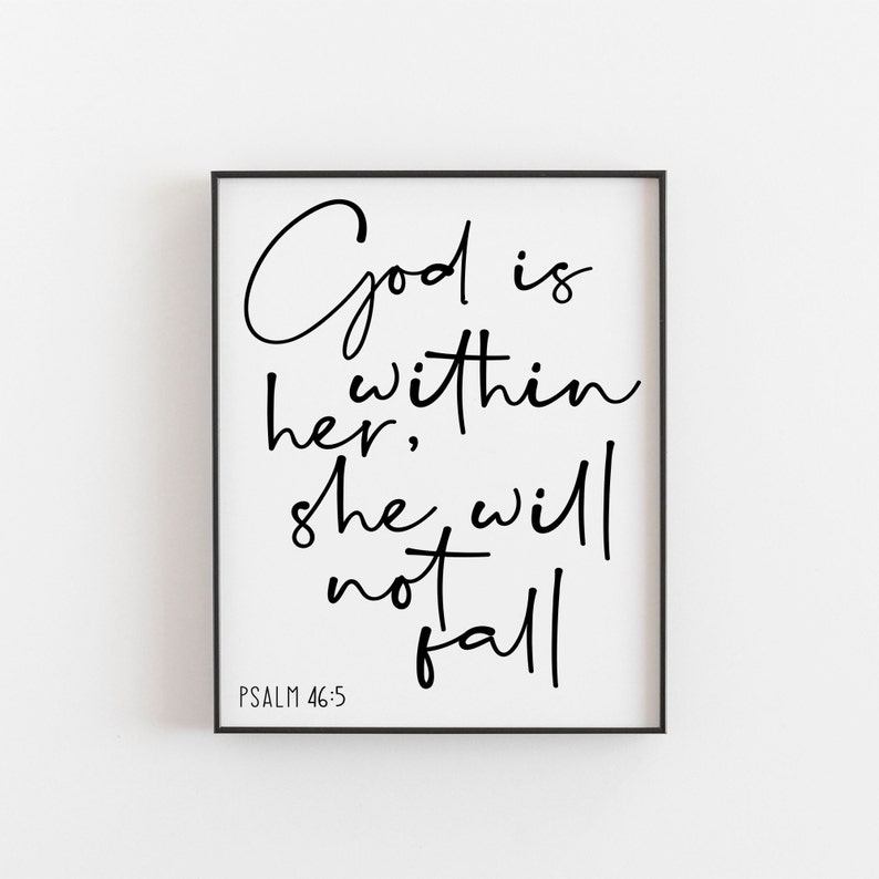 Psalm 46:5 God is within her she will not fall, Psalm Print, Bible Verse Prints, Christian Wall Art, Religious Prints, Scripture Prints image 1