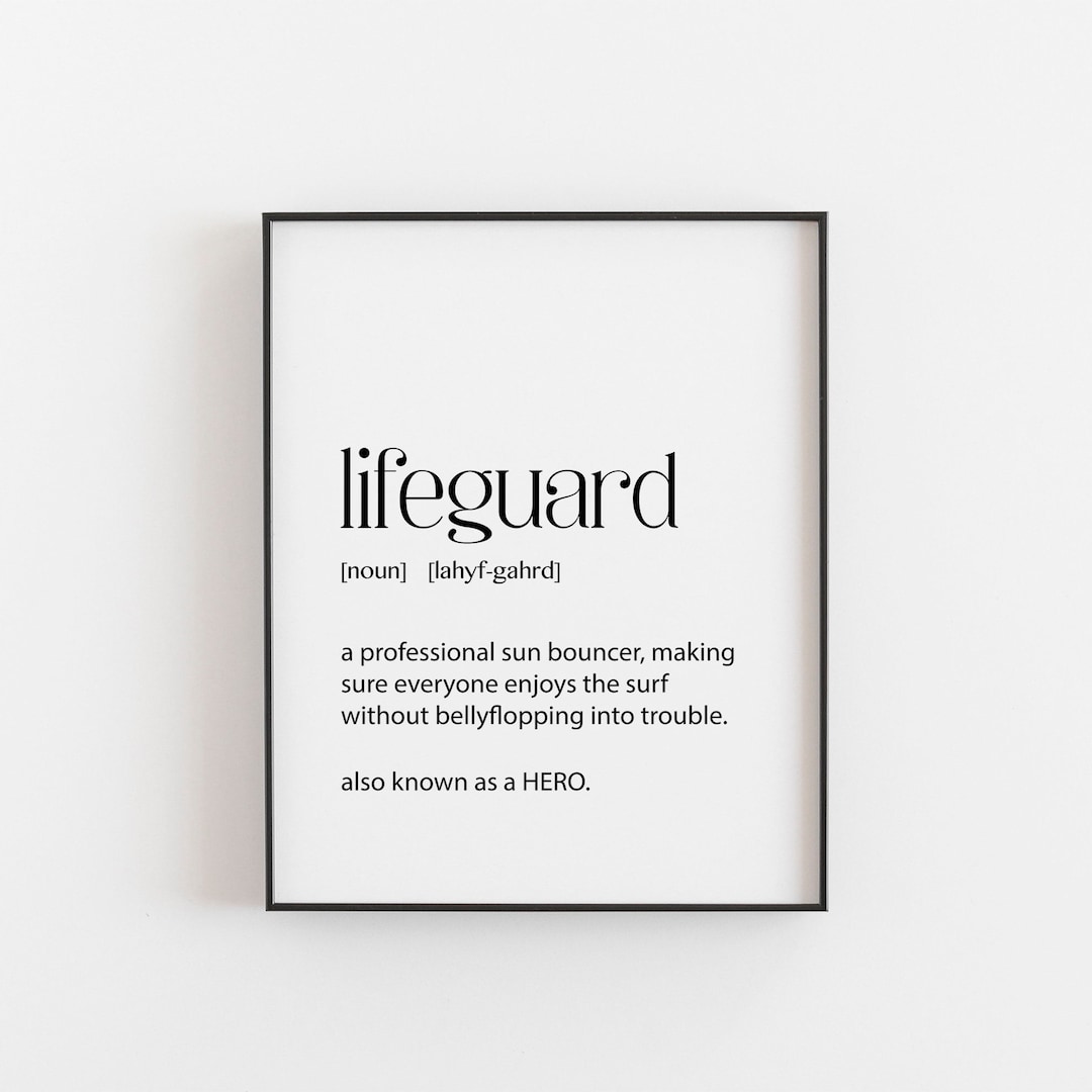 Funny Lifeguard Gifts, Definition Print, Modern Minimalist, Wall Art ...