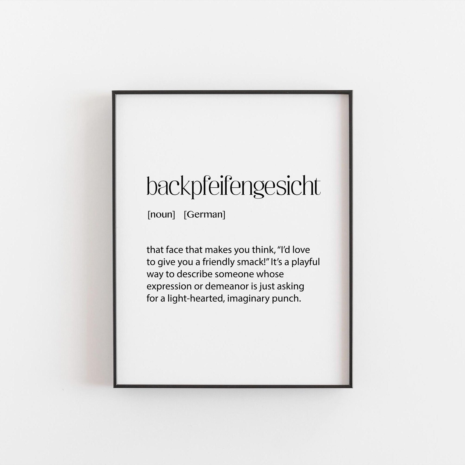 Backpfeifengesicht Definition Print Funny German Wall Art, Humorous