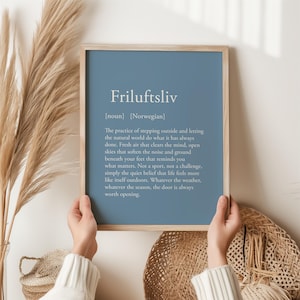 Friluftsliv Norwegian Print, Outdoor Living Gift, Nordic Nature Wall Art, Scandi Home Decor, Nature Lover Gift, Norwegian Word Print