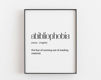 Definicja abiblofobii – wydruk, wystrój sali lekcyjnej, prezent dla miłośnika książek, prezent dla bibliotekarza, prezenty dla miłośników książek, prezenty dla kobiet, prezent dla nauczyciela