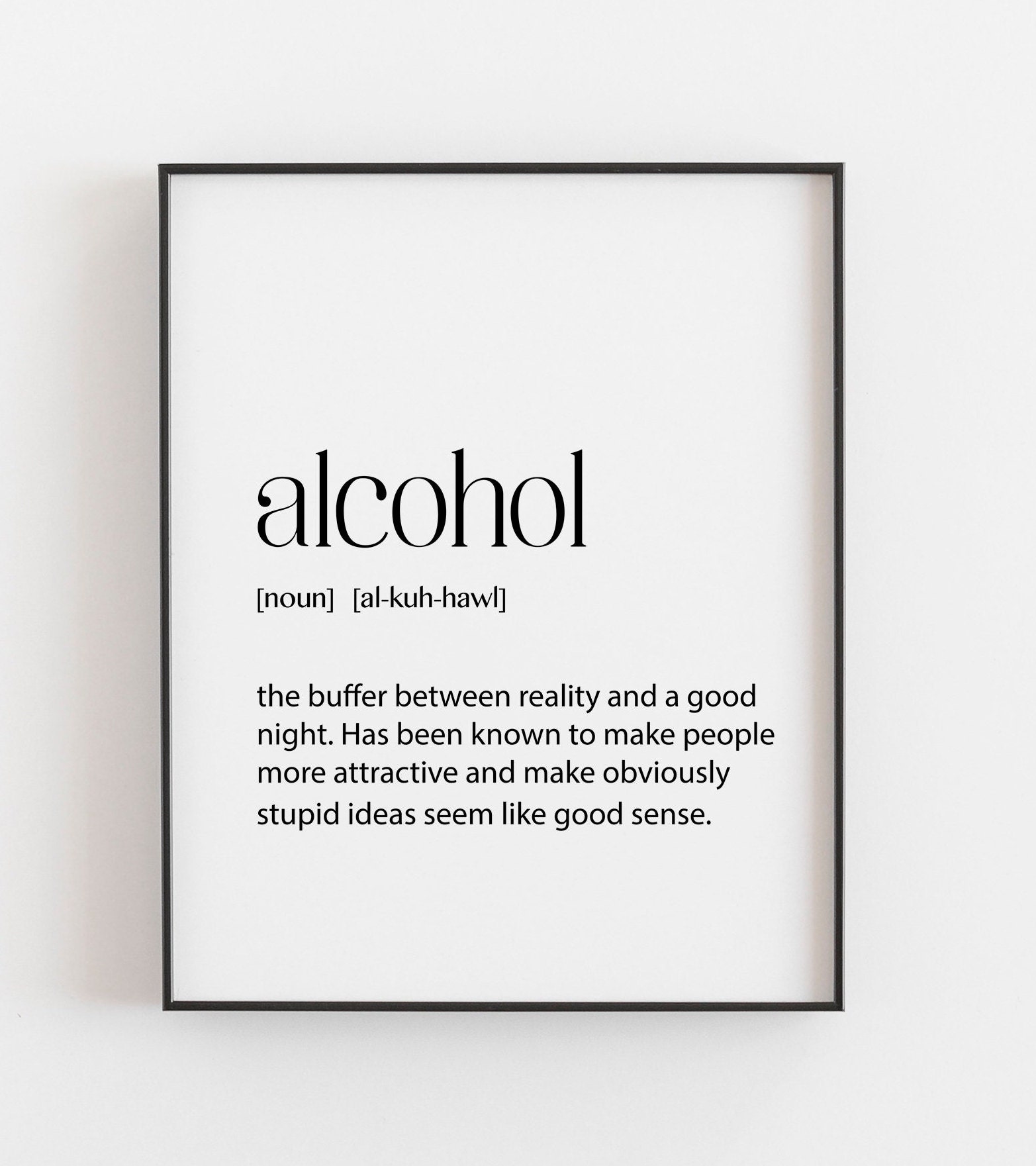 Alcohol Definition Print Word Definition Dictionary Art Etsy UK