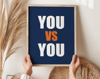 You Vs You Discipline Quote Print, Self Motivation Wall Art, Mindset Poster, Personal Growth Typography, Gym Office Decor