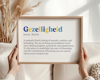 Gezelligheid Print | Dutch Gift Idea | Dutch Word Art | Holland Home Decor | Cozy Wall Print | Funny Dutch Gifts | Minimalist Art