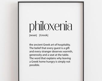 Philoxenia Greek Print, Greek Hospitality Gift, Greek Culture Wall Art, Greek Expat Gift, Greek Home Decor