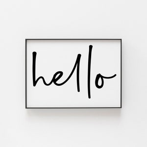 Impresión de "Hola", arte de pared, arte en blanco y negro, letrero de bienvenida, arte de habitación en casa, arte de pared de Airbnb, arte de pared de paisaje, arte de pared llamativo, arte de pared de fiesta