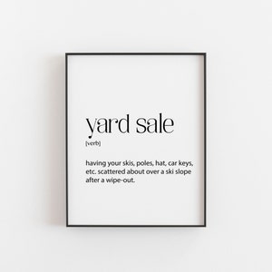 Ski Gift, Skier Gift, Yard Sale Definition, Printable Decor, Snowboarder Gift, Snowmobile Birthday, Snowboarder Print, Home