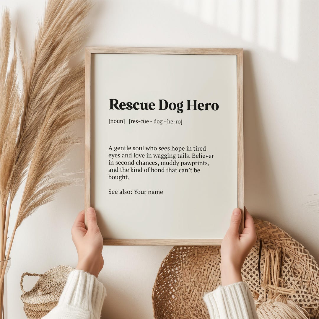 Dog Rescue Hero Definition Print – Personalized Animal Lover Gift, Dog ...