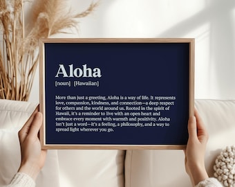 Aloha Definition Print - Hawaiian Spirit of Love & Compassion