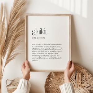 Glaikit Definition Druck | Schottische Slang Wandkunst | Schotten Geschenk | Schottland Dekor | Schottisches Humor Poster | Scottish Slang und Wörter