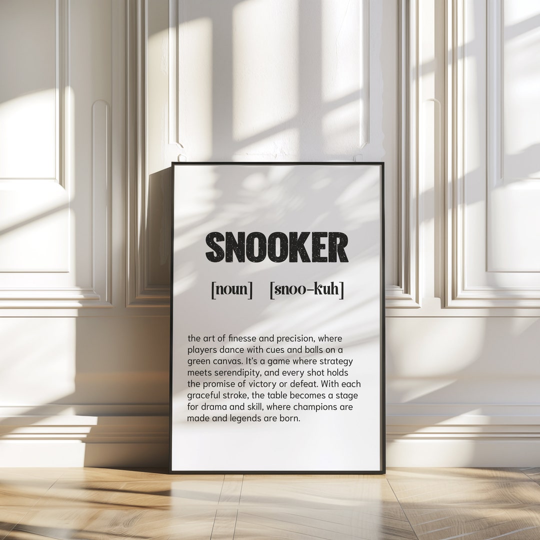 Snooker Print, Definition Print, Snooker Gift. Wall Art for Snooker ...