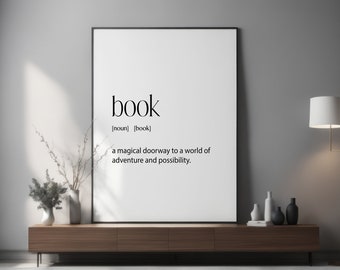 Book Definition Print Wall Art For Teenager Room Or Best Book Lover Gift Suggestions For Birthdays Or Just Because Presents, Modern Poster