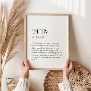 Canny-definitieprint – Schotse jargonkunst aan de muur, grappig cadeau voor Schotten, slim huisdecor, artwork met Schots thema - Galerieprint - Schots