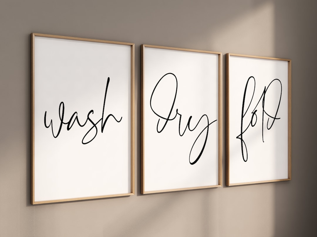 Wash Dry Fold Prints, Set of 3 Prints, Laundry Room Wall Art, Laundry ...