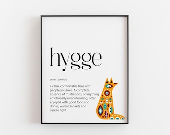 Hygge print, hygge definition print, hygge decor, Scandinavian design, scandi art, hygge art, minimalist art, dining room art, wall art