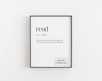Read Definition Print – Digital Download | Printable Wall Art for Book Lovers | Reading Nook Decor | Literary Typography Poster | Teen Room