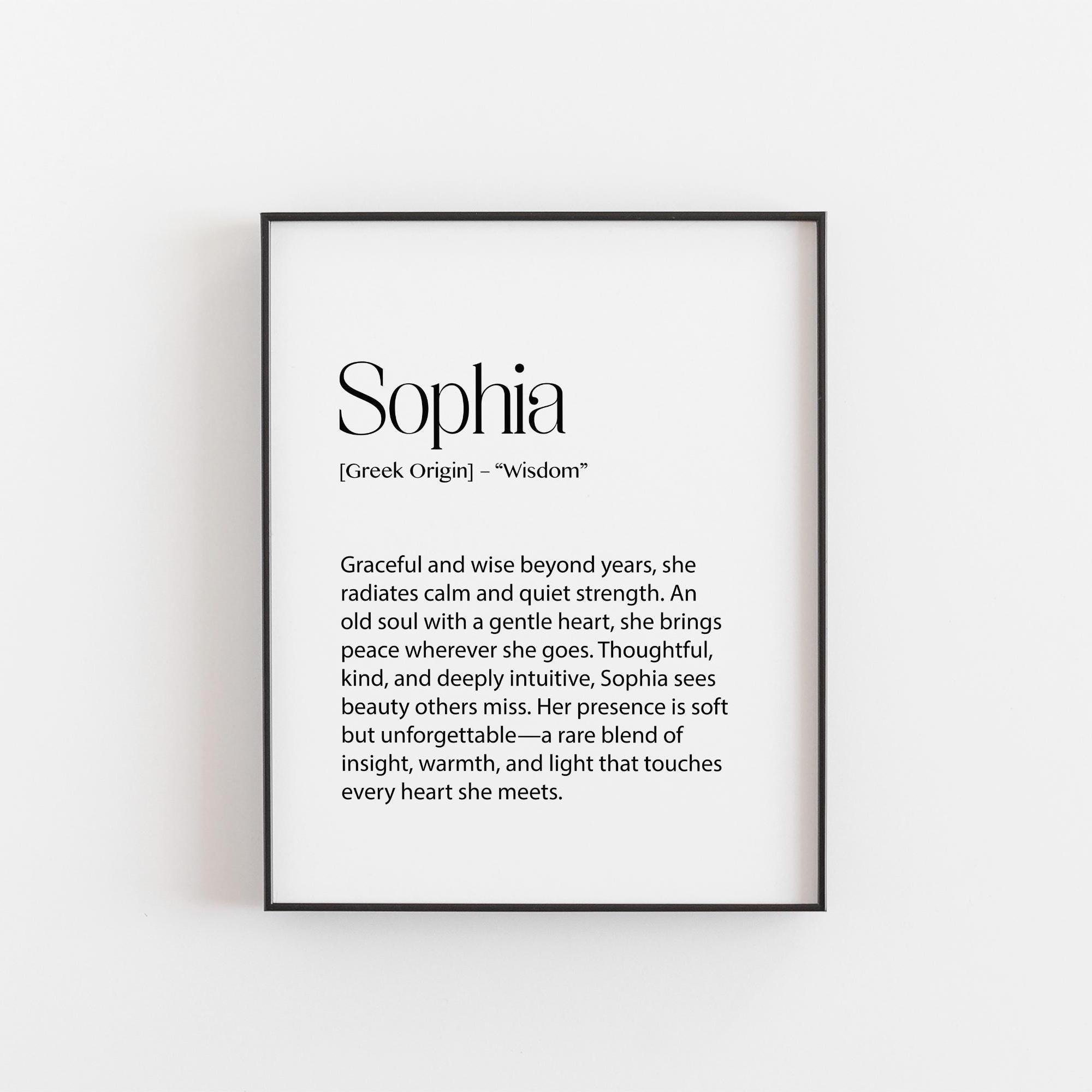 Sophia Name Meaning Print - Graceful & Wise Wall Art - Greek