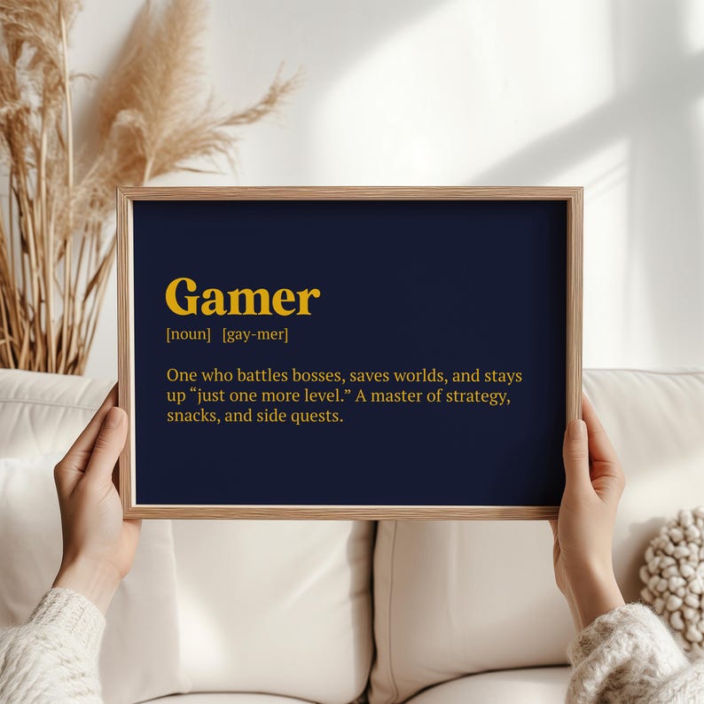 Gamer Definition Print – Funny Gaming Poster, Video Game Wall Art ...
