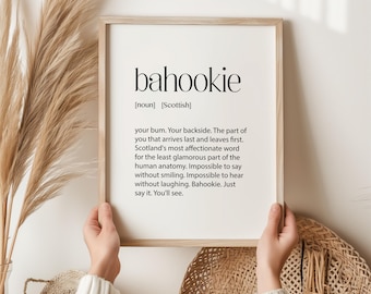 Bahookie Scottish Print, Funny Scottish Slang Gift, Viral Scottish Word Wall Art, Birthday Gift