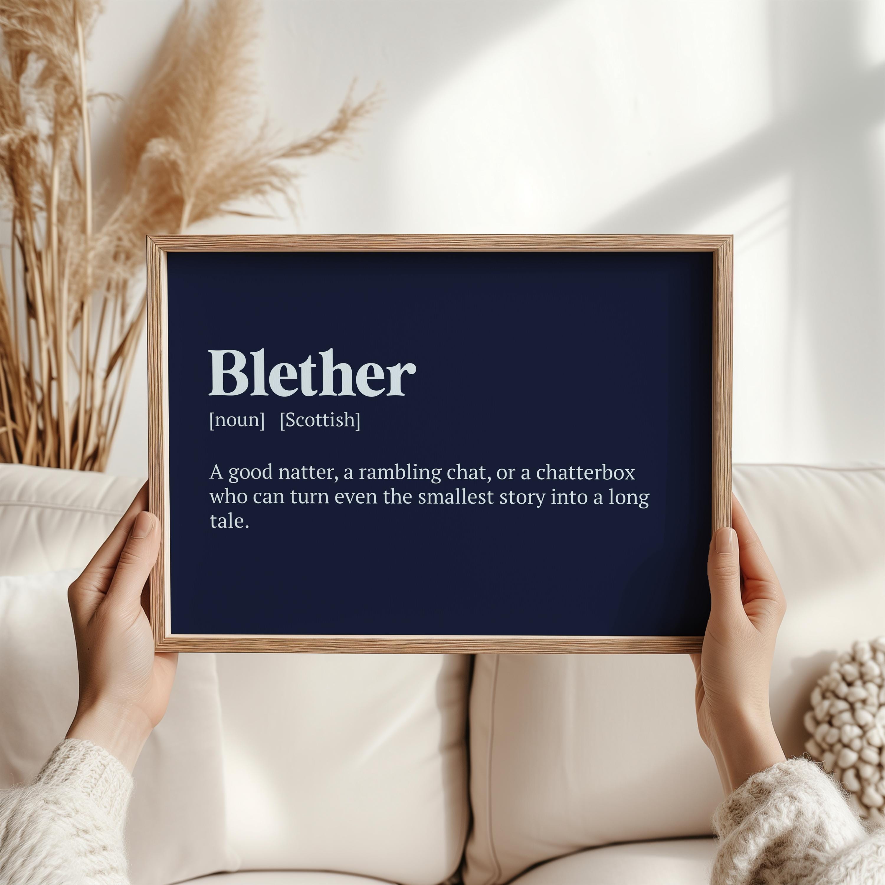 Blether Scottish Word Definition Print | Funny Chatterbox Wall Art ...