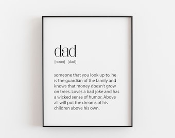 Dad Gift, Definition Print, Gifts for Dad for Christmas, Dad Bedroom or Office Wall Art, Dictionary Wall Art for the Home, Dad Quotes Art
