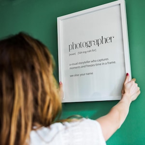 Personalised Photographer Definition Print – Unique Gift for Photography Lovers – Custom Wall Art for Studios, Birthdays, and Christmas