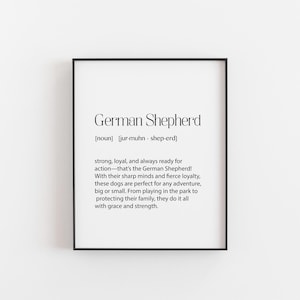 German Shepherd Definition Print – Loyal and Brave Dog Wall Art – German Shepherd Gift – Dog Lover Decor – Typography Print – Pet Art