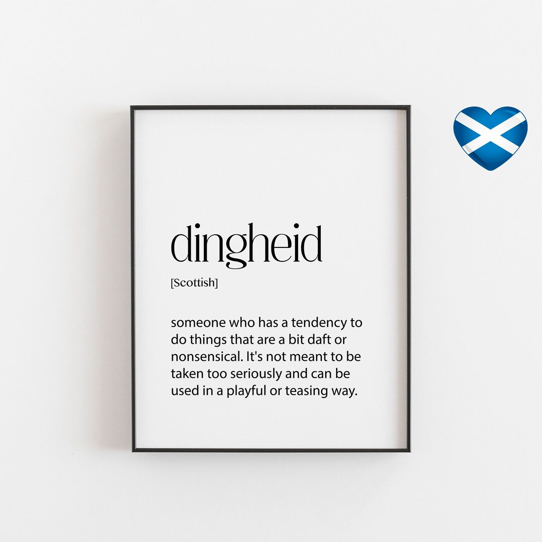Scottish Print Dingheid Scottish Slang Funny Scottish Gift Dictionary